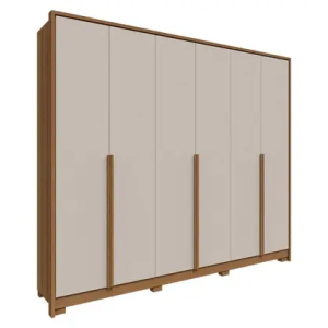 Guarda Roupa New Guarapari com 6 Portas e 6 Gavetas Móveis Rimo Jequitibá/Off White