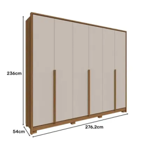 Guarda Roupa New Guarapari com 6 Portas e 6 Gavetas Móveis Rimo Jequitibá/Off White